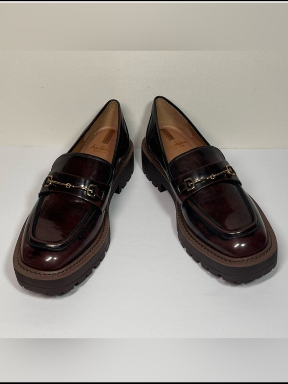 Sam Edelman Women's Burgundy Patent Lug Sole Loafers